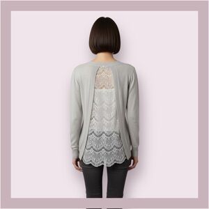 Maille Clu Gray Wool, Cashmere & Lace Sweater